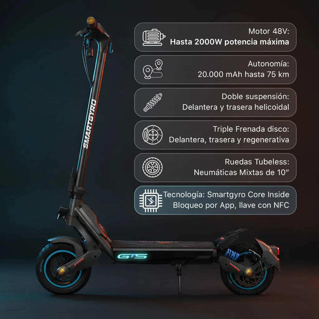 Patinete Eléctrico Smartgyro Rockway GTS Homologado DGT | 2000W 75 km