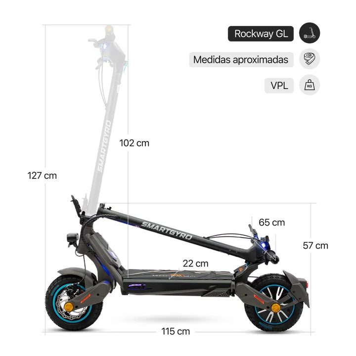 Patinete Eléctrico Smartgyro Rockway GL Homologado DGT | 1600W 45 km
