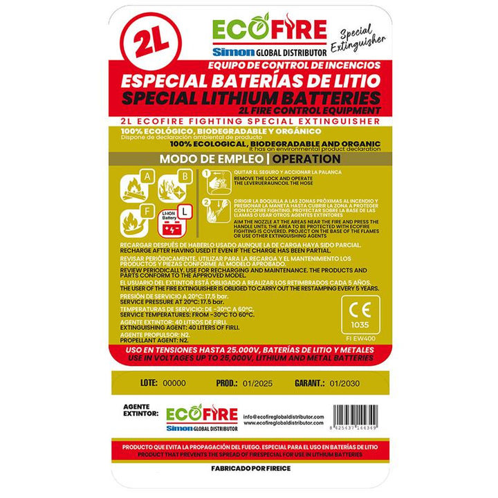 Extintor dieléctrico para baterías